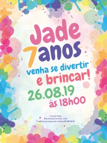 Convite Pintando O Sete Aquarela editável e personalizável