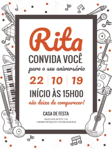 Invitación Instrumentos Musicales Whatsapp editable y personalizable