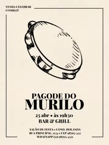Invite Pagode Pandeiro Party editable and customizable