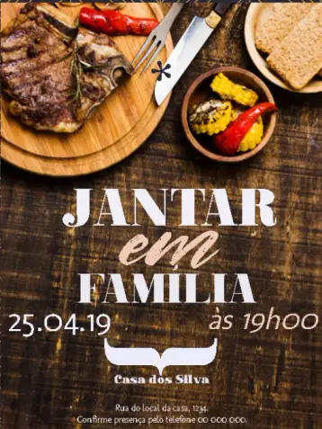 Invitación Cena Familiar Personalizada editable y personalizable