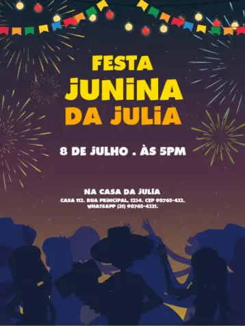 Invite Festa Junina Noite Estrela editable and customizable