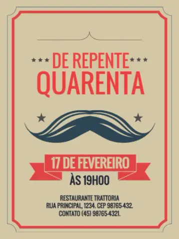 Invite Repente 40 Vintage Red editable and customizable