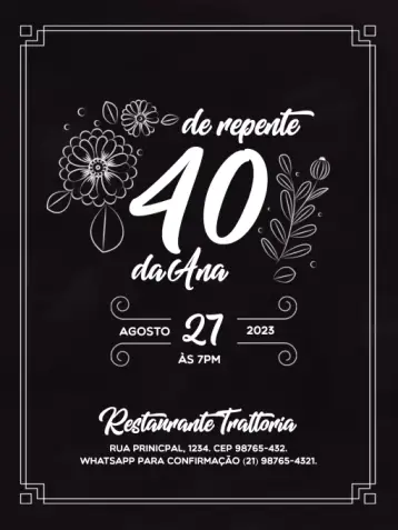 Invitación Repente 40 Elegante Encontro editable y personalizable