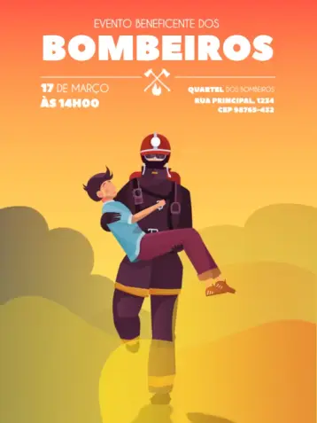 Convite Bombeiros Evento Jovem editável e personalizável