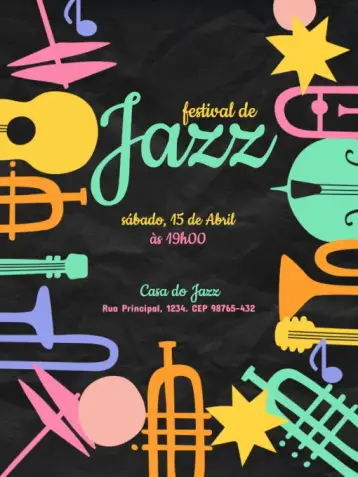 Invitación Con Tema Música Jazz Encuentro editable y personalizable