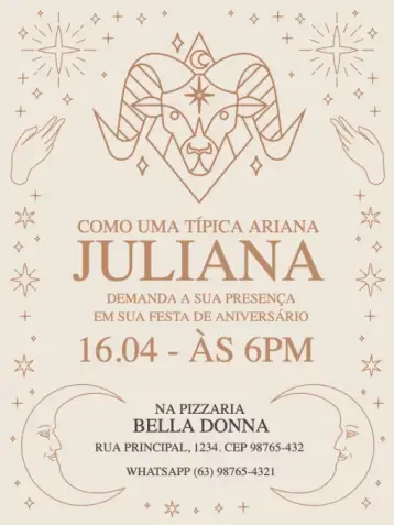 Invite Aries Star Signs editable and customizable