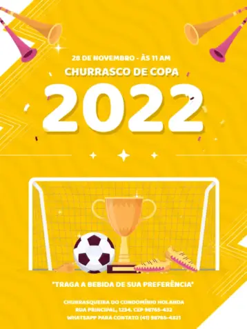 Convite Time De Futebol Amarelo Apito editável e personalizável