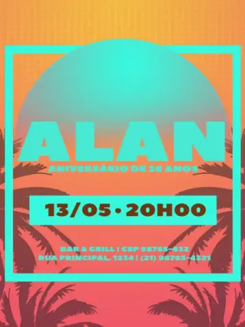 Invite S De Tardezinha Laranja Neon editable and customizable