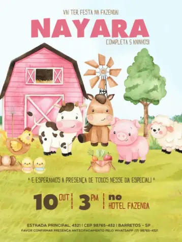 Invite Pink Digital Rural Farm editable and customizable