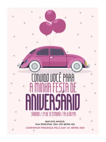 Invitación Fusca Lúdico editable y personalizable