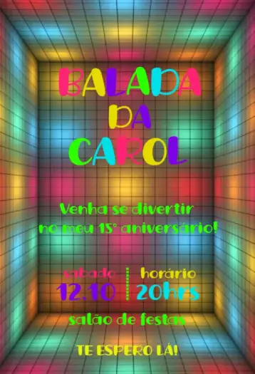 Invitación Balada Neon Virtual Para Editar 15 Años editable y personalizable