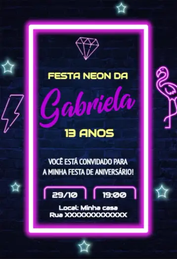 Invitación Digital Fiesta Neon Online Balada editable y personalizable