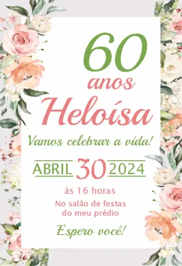 Invite Digital Floral Age Invitation editable and customizable