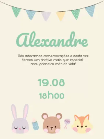 Convite Bebê Celebração editável e personalizável