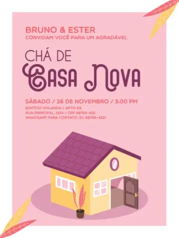 Convite Chá De Casa Nova Modelo Delicado editável e personalizável