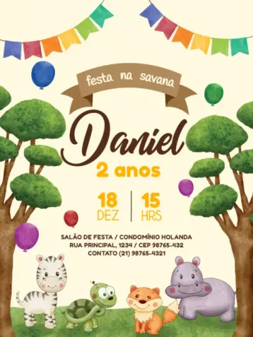 Invitación Safari Baby Colorido Claro editable y personalizable
