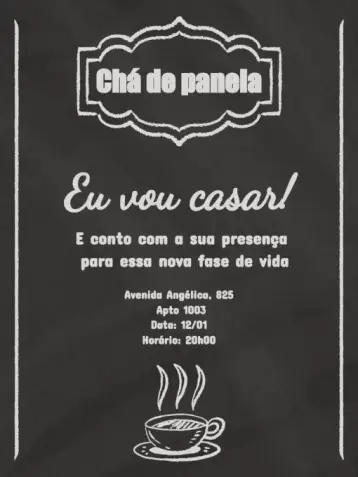 Invitación Despedida de soltera Pizarra Whatsapp editable y personalizable