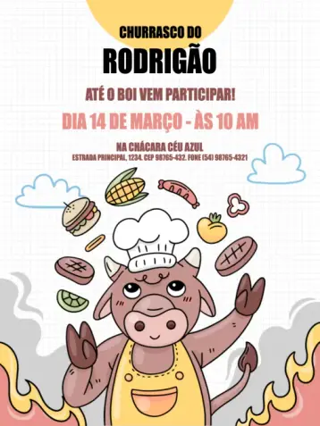 Invitación Divertido Para Barbacoa Vaca Celebración editable y personalizable