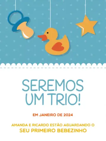 Convite Cartão De Anúncio Gravidez Azul Encontro editável e personalizável