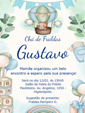 Invitación Baby Shower Confirmación de Asistencia Niño editable y personalizable