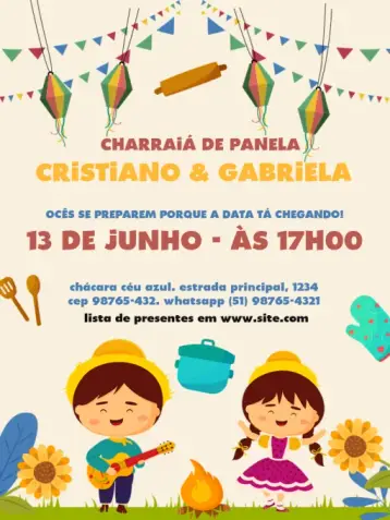 Invite Charraiá De Panela June Party editable and customizable