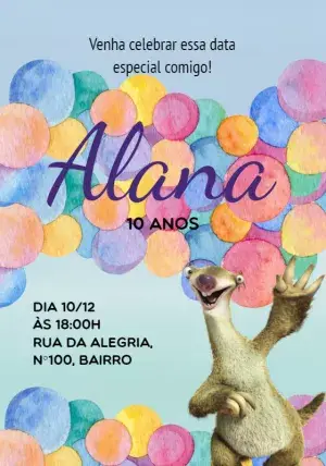 Invitación La Era Del Hielo Colorido editable y personalizable