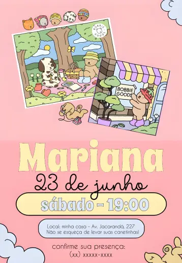 Convite Bobbie Goods Desenho editável e personalizável