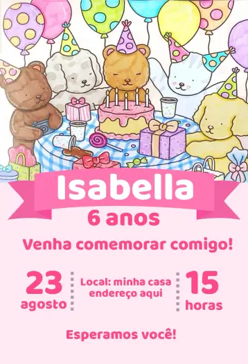 Convite Bobbie Goods editável e personalizável