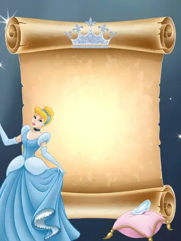 Convite Princesa Cinderela Azul editável e personalizável