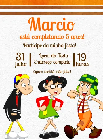 Invite Turma Do Chaves Kiko editable and customizable