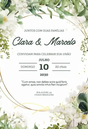 Convite Hálito de bebê para casamento e noivado. – tema casamento (floral, romântico, delicado, natureza, minimalista)
