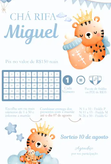 Convite Onça Real para rifa de té para bebés y revelaciones. – tema té rifa (estampado animal, tropical, elegante, delicado, verde, terroso)