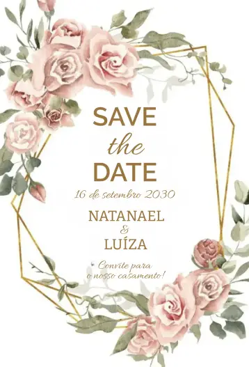 Convite Rosa Empoeirada para casamento e noivado. – tema casamento (floral, delicado, romântico, natural, elegante)