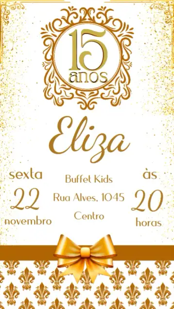 Convite 15 Anos para aniversário de 15 anos. – tema 15 anos (moderno, vibrante, elegante, colorido, glamouroso)
