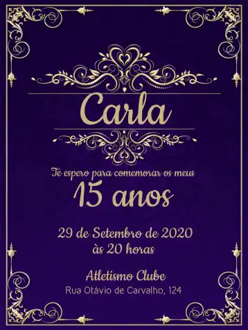 Convite 15 Anos - Azul Com Arabescos Dourados Festa – tema 15 anos elegante, moderno, dourado, azul, luxuoso, clássico