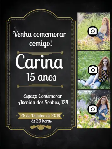 Invitación 15 Años Con Fotos Cuadro editable y personalizable