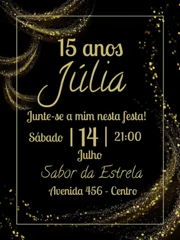 Invitación 15 Años Galaxia Dorada editable y personalizable