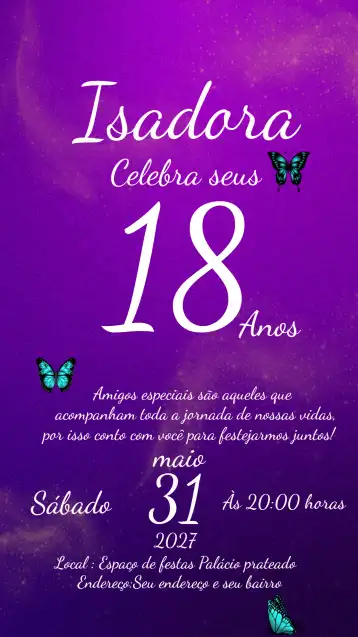 Convite 15 Anos Glitter editável e personalizável