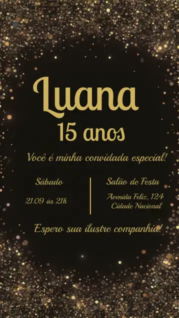 Invite 15th Glitter Elegant editable and customizable