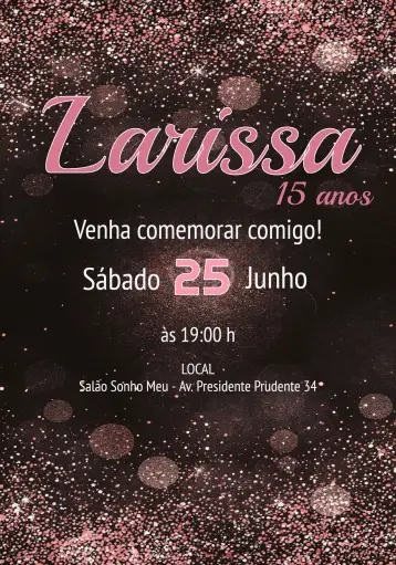 Convite 15 Años Rosa para cumpleaños de 15 años. – tema cumpleaños (moderno, elegante, vibrante, femenino, juvenil, romántico)