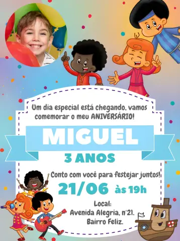 Invite 3 Little Words With Girl Photo editable and customizable