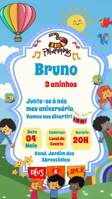 Invitación 3 Palabritas Digital editable y personalizable