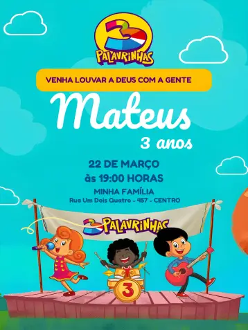 Invitación 3 Palabritas Iglesia editable y personalizable