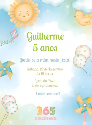 Convite 365 Días Acuarela Año para cumpleaños infantil de 1 año. – tema fechas conmemorativas (acuarela, colorido, lúdico, infantil, moderno)