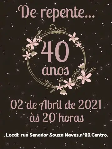 Convite 40 Años Floral Gold para cumpleaños de 15 años. – tema 15 años (floral, minimalista, dorado, moderno, elegante, femenino)