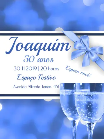 Invite 50 Years Male Adult - Blue Shades editable and customizable