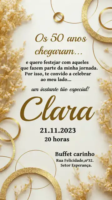 Invitation 50 Golden Years 40 – Birthday theme golden, elegant, modern, glow, black