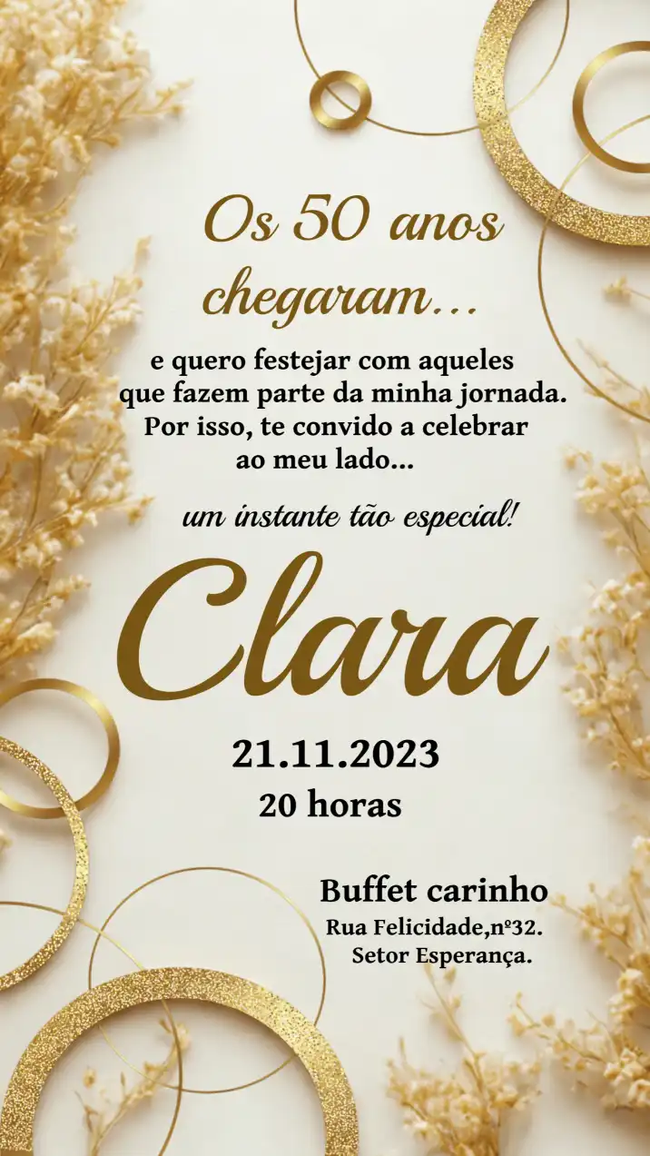 Invitation 50 Golden Years 40 – Birthday theme golden, elegant, modern, glow, black