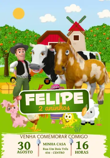 Convite La Granja De Zenón Colorida para cumpleaños infantil con temática de granja. – tema más buscados (colorido, granja, animales, divertido, infantil)