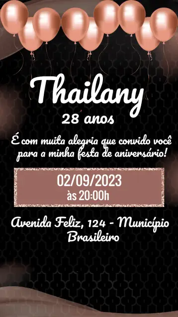 Invite Adult Rosé Gold Balloons editable and customizable